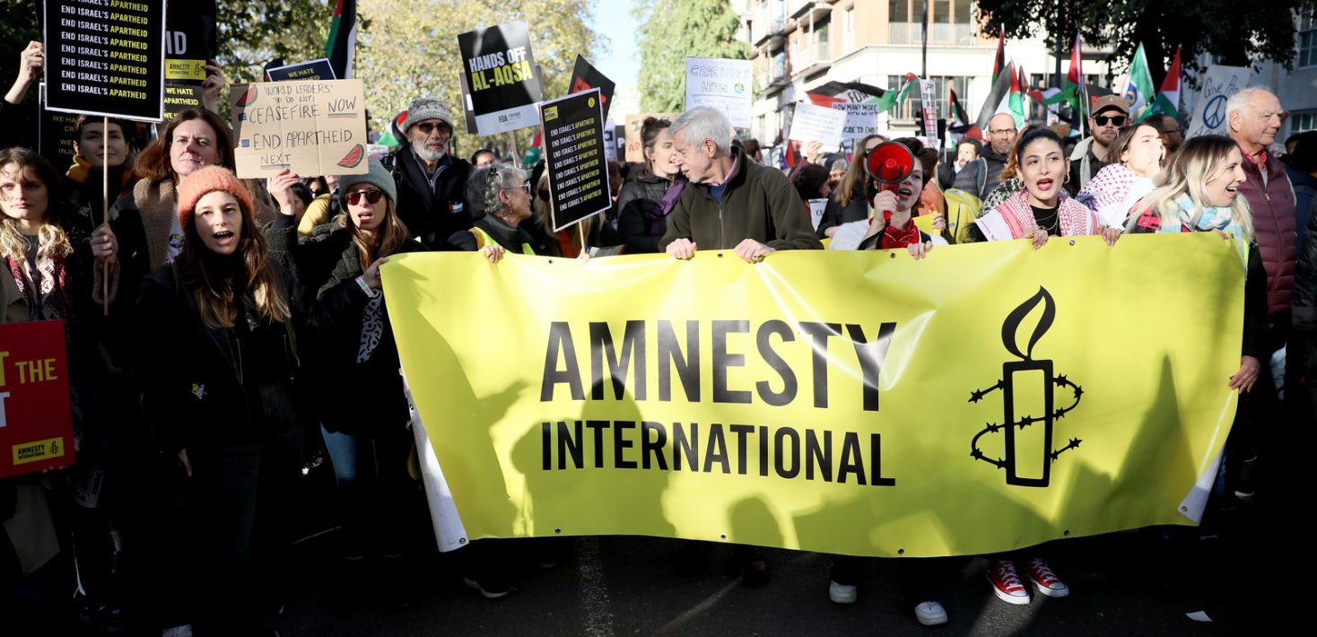 Amnesty protestors at Palestine march in London.